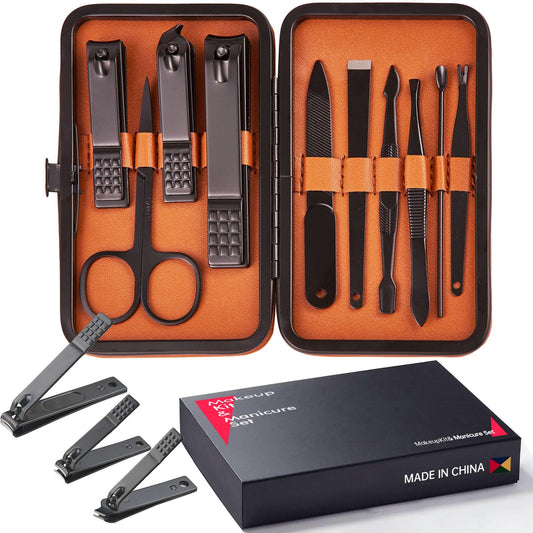10 Piece Nail Kit, Manicure Kit, Nail Care Kit For Women, Manicure Pedicure Set, Nail Clippers Toenail Clippers Kit, Professional Manicure Kit Pedicure Kit, with Luxurious Travel Case - Brown