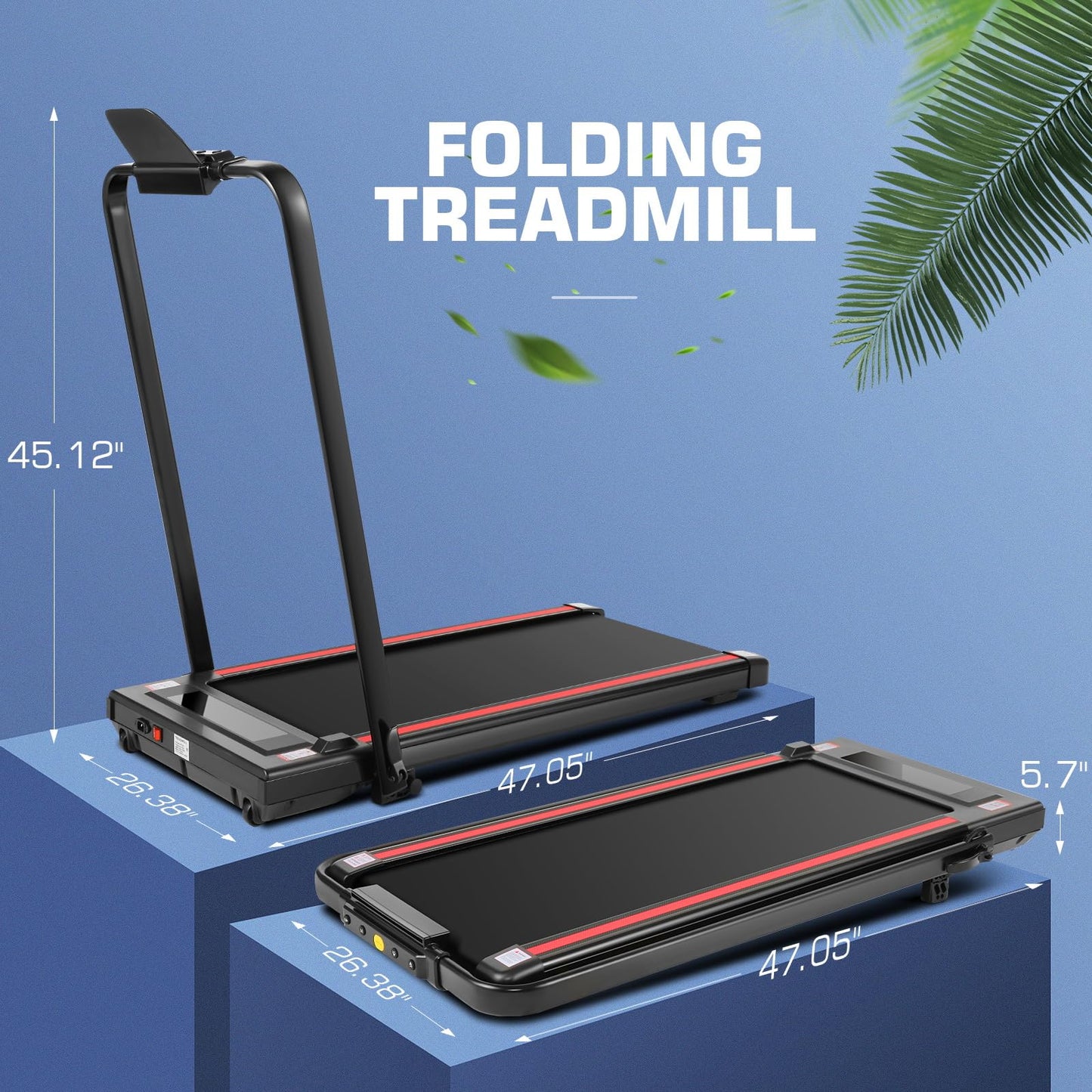 ANCHEER Under Desk Treadmill with Incline, 300lbs Capacity, 2.5HP Folding Treadmill for Home/Office, 3 in 1 Foldable Design with Remote Control, Black
