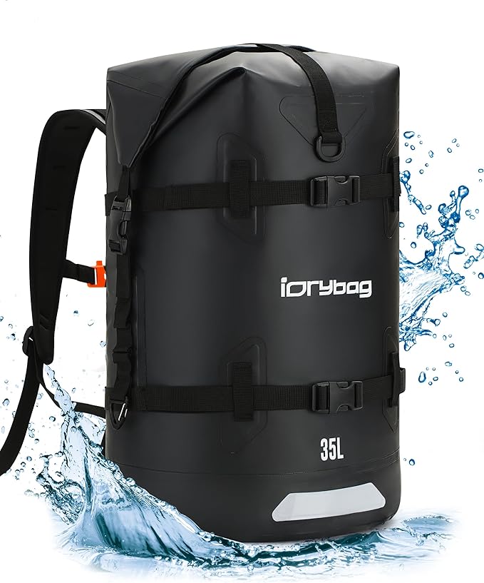 IDRYBAG Waterproof Backpack for Travel, Kayaking, Boating, Swimming, Floating Paddle Boarding - Submersible Dry Bag 35L/55L/85L