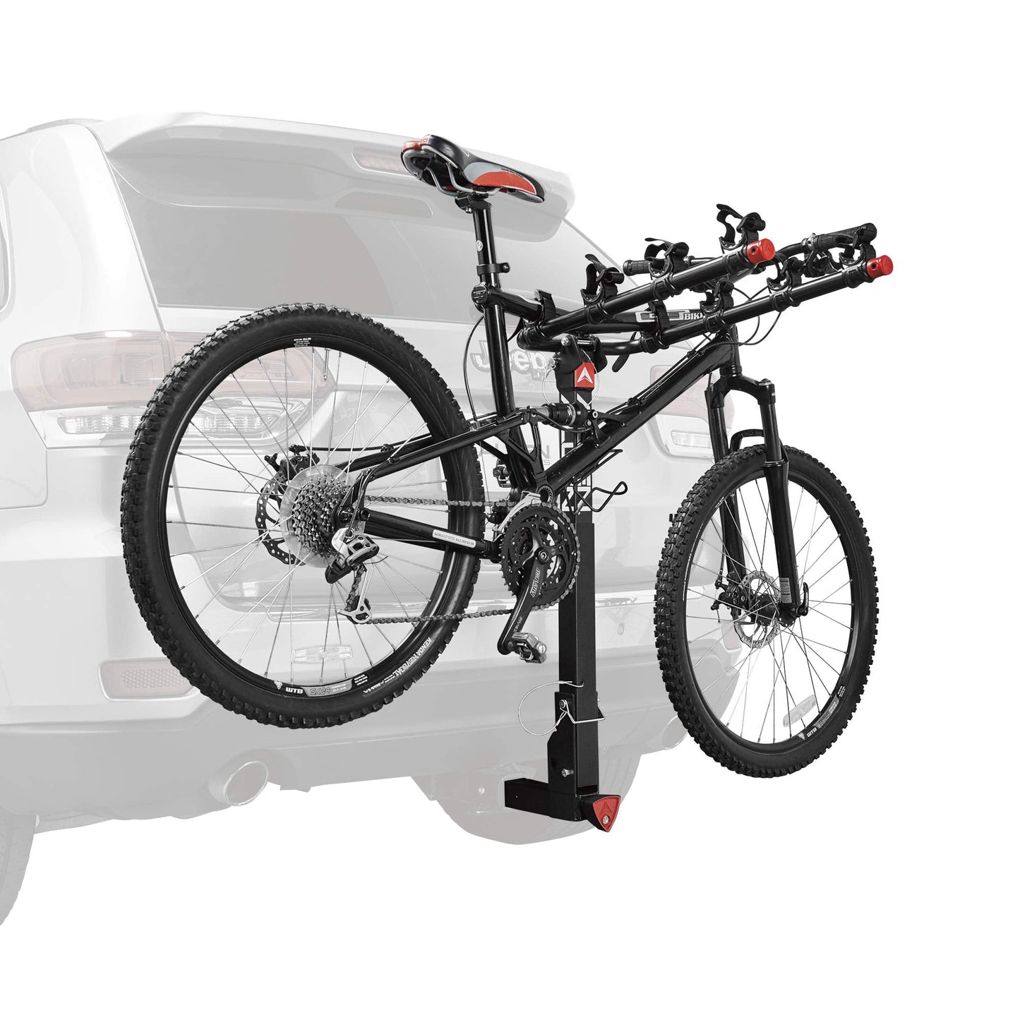Allen Sports Deluxe Locking Quick Release 4-Bike Carrier for 2 Inch Hitch, Model 542QR, Black & Sports 8 Ft Polyester Cargo Straps with Padded Cam Buckles (500 lb Break Strength), Model 508S