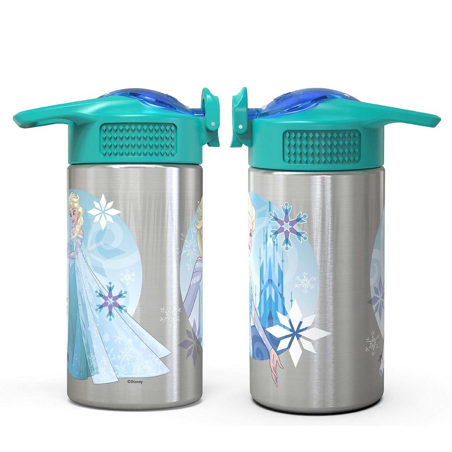 Zak Designs 15.5oz Stainless Steel Kids Water Bottle with Flip-up Straw Spout - BPA Free Durable Design, Frozen Girl SS