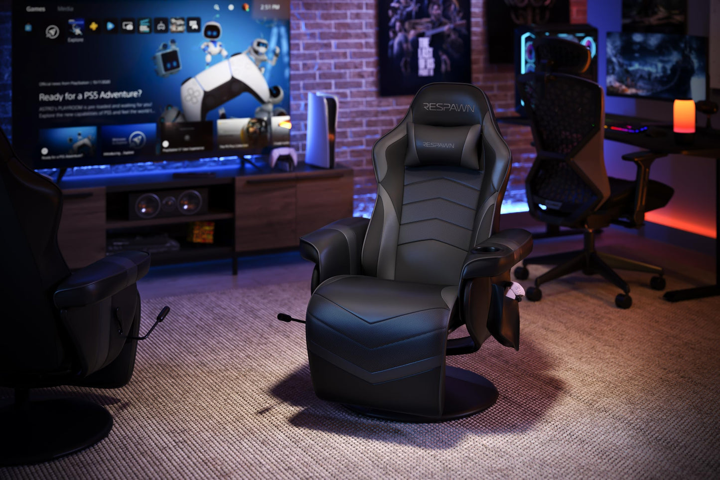 RESPAWN 900 Racing Style Gaming Recliner, Reclining Gaming Chair, in Gray RSP 900 GRY