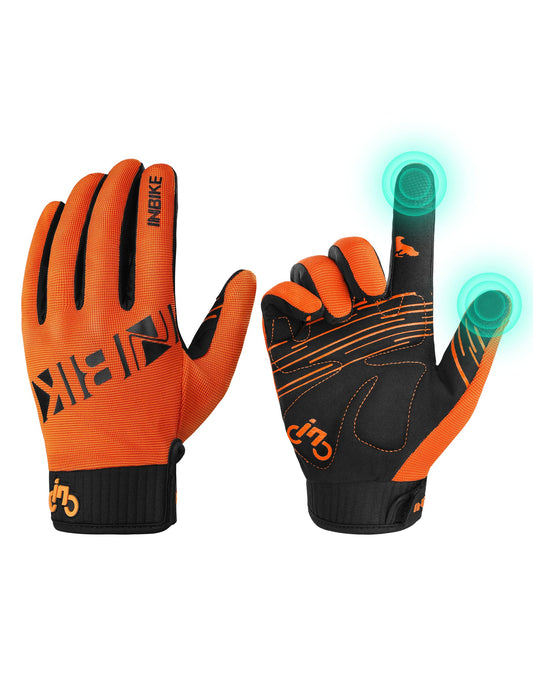INBIKE Cycling Gloves for Men/Women Bike Gloves with Touchscreen-Padded Anti-Slip Mountain Biking MTB Bicycle Gloves for Cycling/Workout/Gym/Outdoor Orange XL