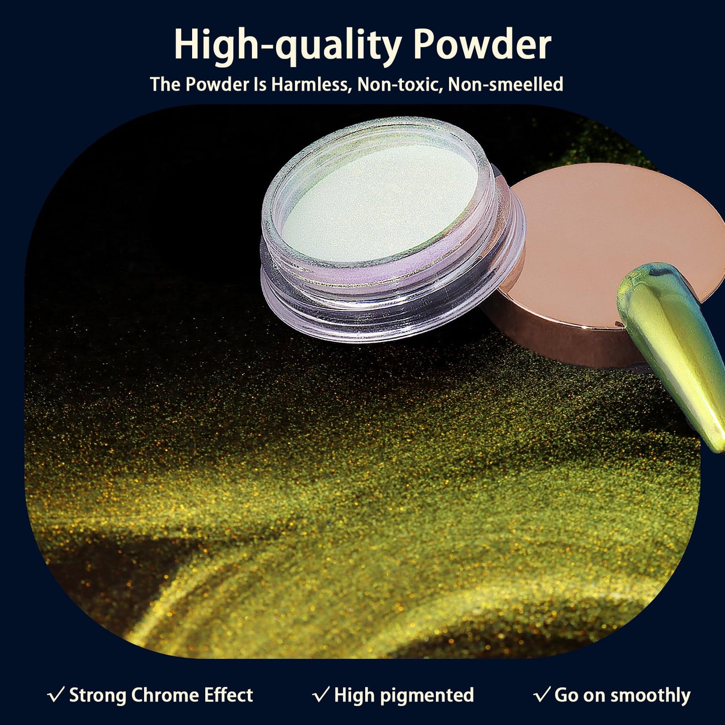 Allstarry Unicorn Chrome Nail Powder, Aurora Mermaid Iridescent White Pearl Nail Chrome Powder Pigment Glitter Fairy Dust for Nail Art, Manicure, Gel Nail Polish - Autumn Gingko