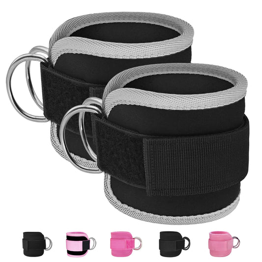 Anemeeoke Fitness Ankle Straps for Cable Machine, Kickbacks Glute Workouts, Lower Body Exercises, Adjustable Leg Straps with Neoprene Padding Men Women(Gray)
