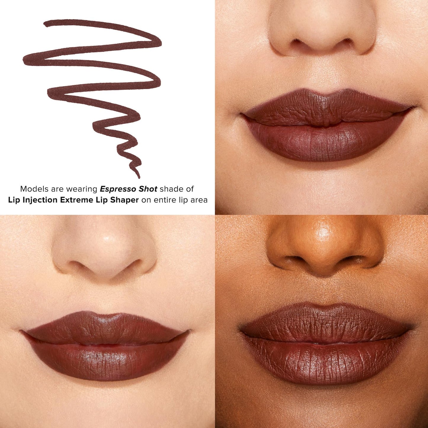 Too Faced Lip Injection Extreme Lip Shaper Plumping Lip Liner | Long Lasting + Smudge Proof, Dark Chocolate Nude