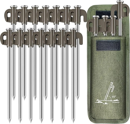 14 Pack Heavy Duty Outdoor Camping Tent Pegs, Aluminum Tent Pegs, Rust and Corrosion Resistant, Suitable for Garden, Camping, Outdoor Hiking, Fishing and Camping Tents.