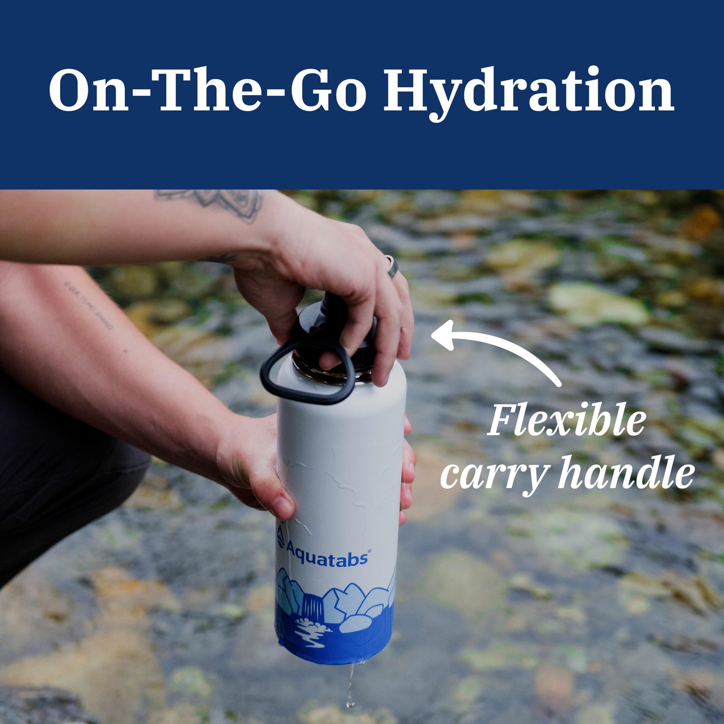Aquatabs Insulated Stainless Steel 40 oz Water Purifier Water Bottle - BPA Free Bottle