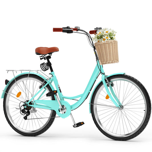 YITAHOME 24 & 26 Inch Beach Cruiser Bike for Women, 1 & 7 Speed Commute Bike for Adults, Womens Bicycle with Adjustable Seat, Multiple Color