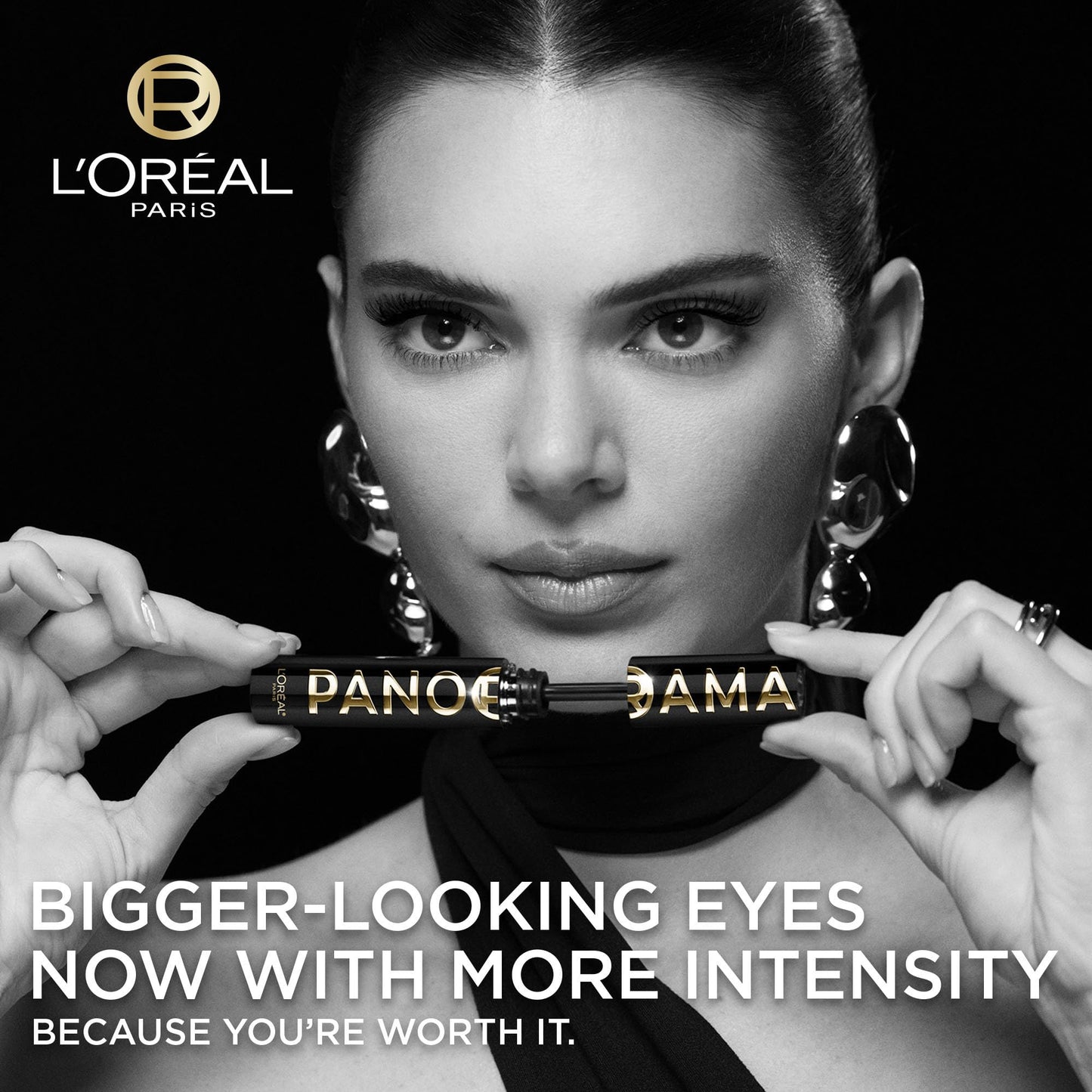 L'Oreal Paris Voluminous Panorama Mascara, Volumizing and Lengthening Formula, Longwear, Smudge-Resistant and Washable, All Night Black Mascara, 0.33 Fl Oz