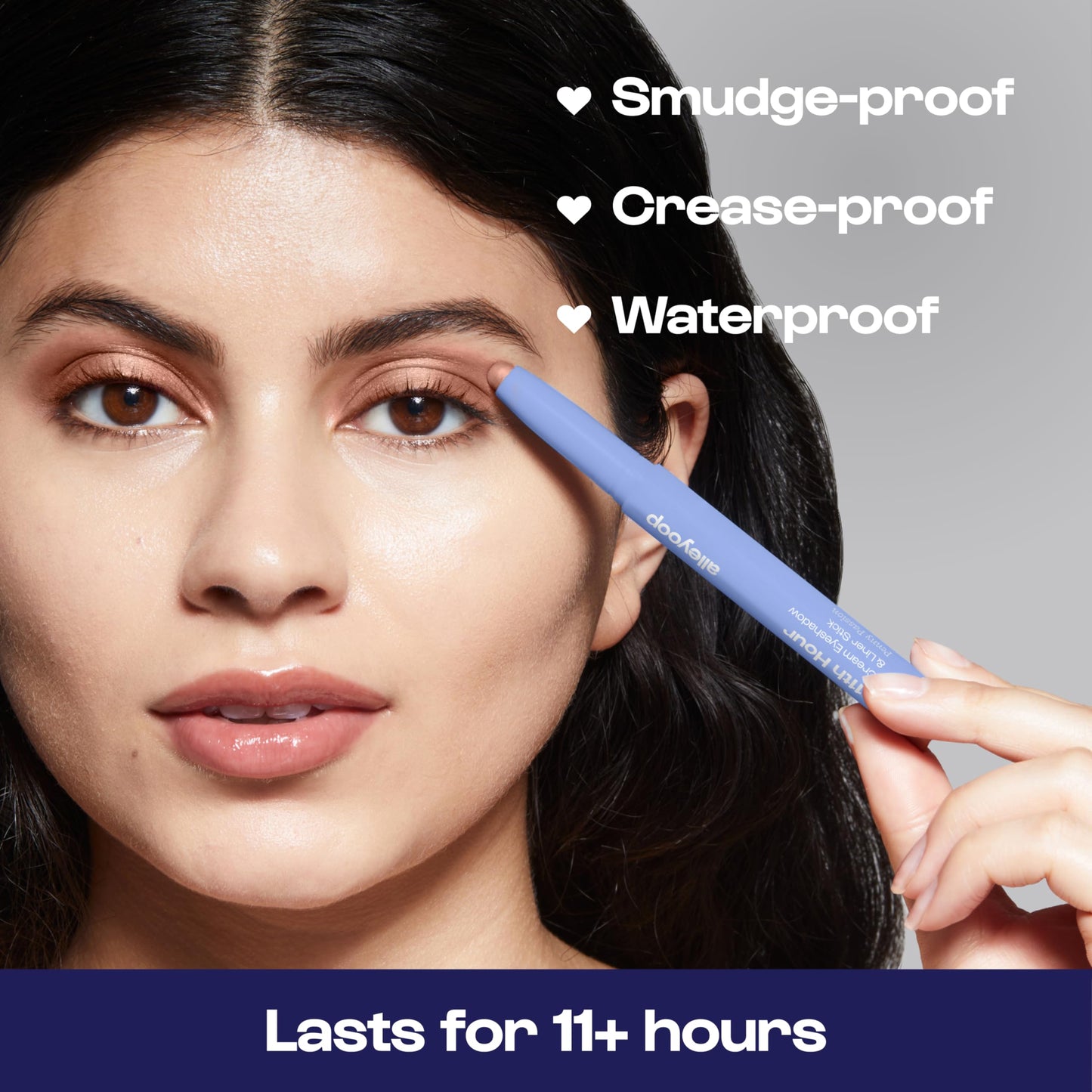 ALLEYOOP 11th Hour Waterproof Cream Eyeshadow Stick – Long-Lasting Eye Shadow Pencil & Eyeliner, Cream to Powder Stick & Highlighter – Smudge-Proof Eyeshadow Shimmer, Penny Passion Shimmer