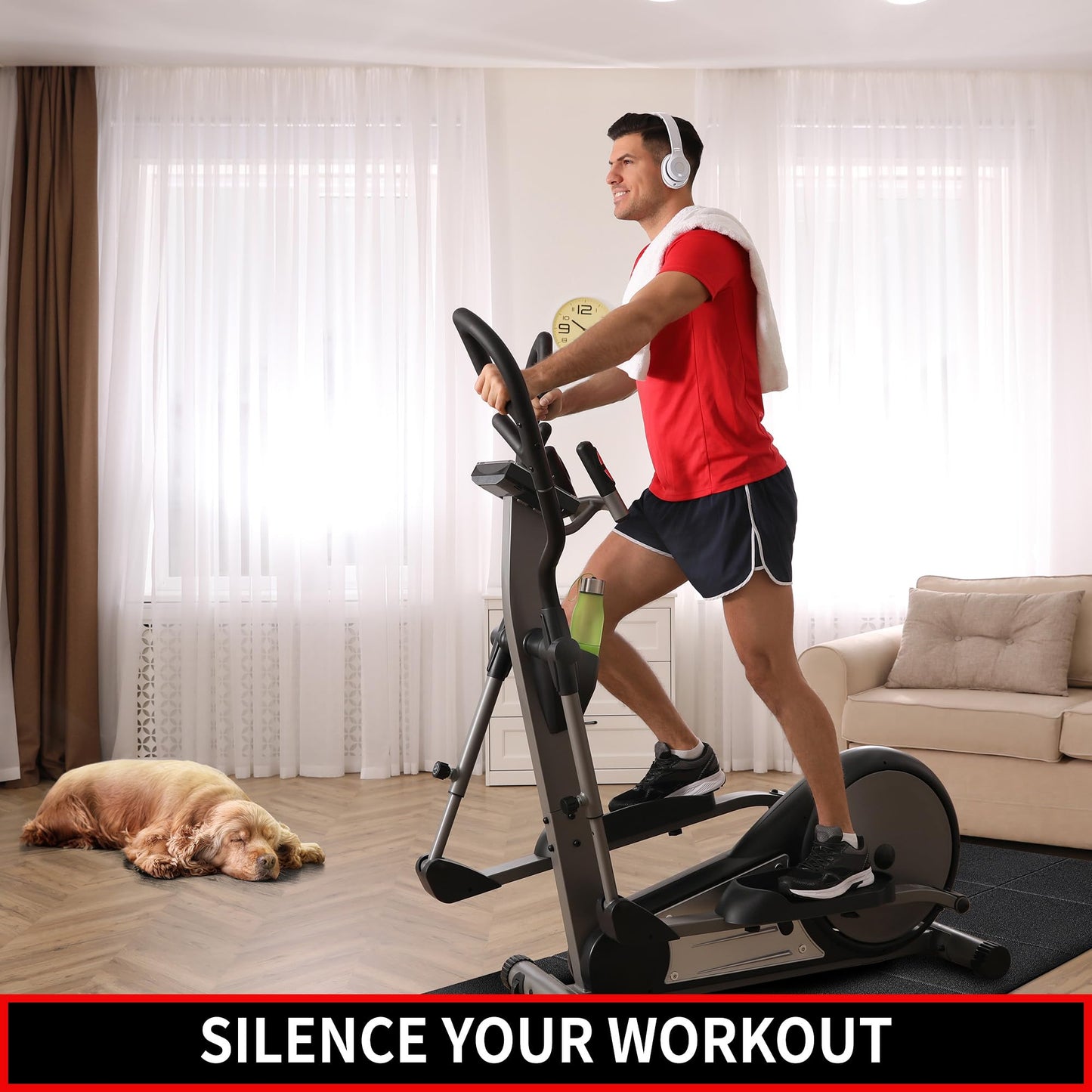 Foldable Treadmill Mat for Peloton Bike, Elliptical, Spin Bike, Walking Pad – 6mm Non-Slip Floor Mat for Under Treadmill, Exercise Equipment, Gym, Carpet & Hardwood Floor