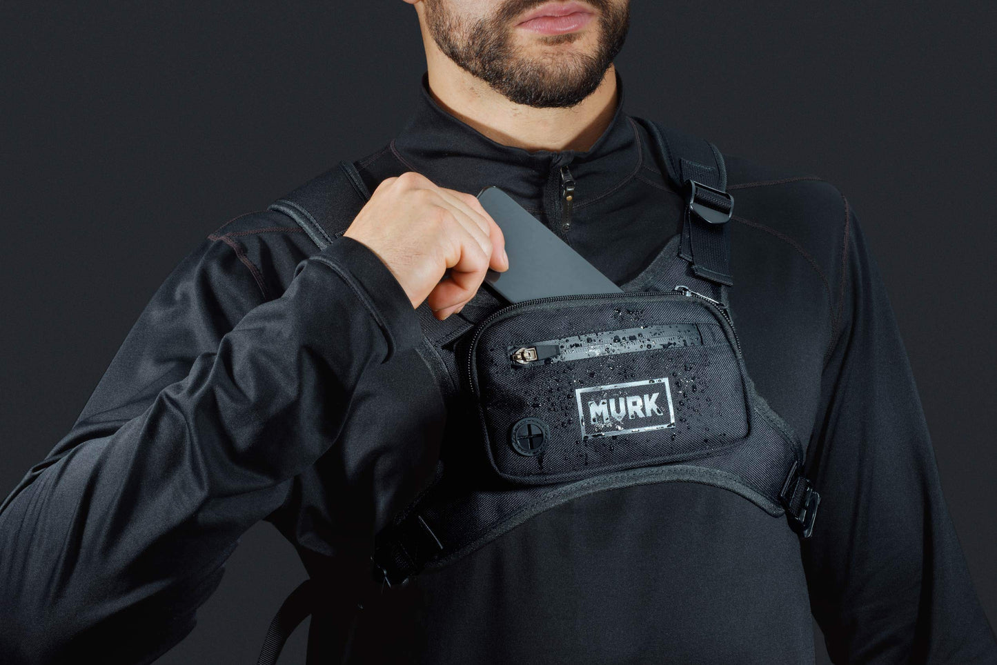 MVRK Water Resistant Chest Pack - Minimalist Running Pack For Workouts, Running Phone Holder With Extra Storage, Lightweight Running Vest, Running Backpack With Reflective Print (Olive)