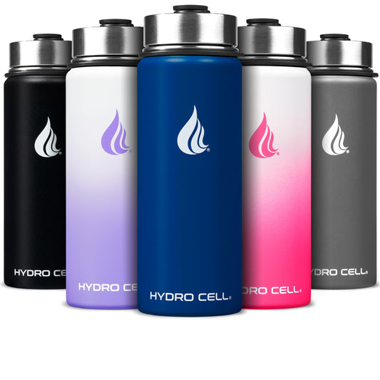 HYDRO CELL Stainless Steel Insulated Water Bottle with Straw - For Cold & Hot Drinks - Metal Vacuum Flask with Screw Cap and Modern Leakproof Sport Thermos for Kids & Adults (Navy 18oz)
