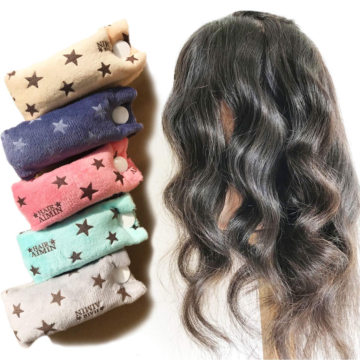 Aimin Hair Heatless Hair Curlers No Heat, Heatless Curls Overnight Blowout Rods, No Heat Hair Curlers To Sleep In, Soft Flexi Rods For Long Hair, Thick Curling Rod Styling Tools (15pcs) …