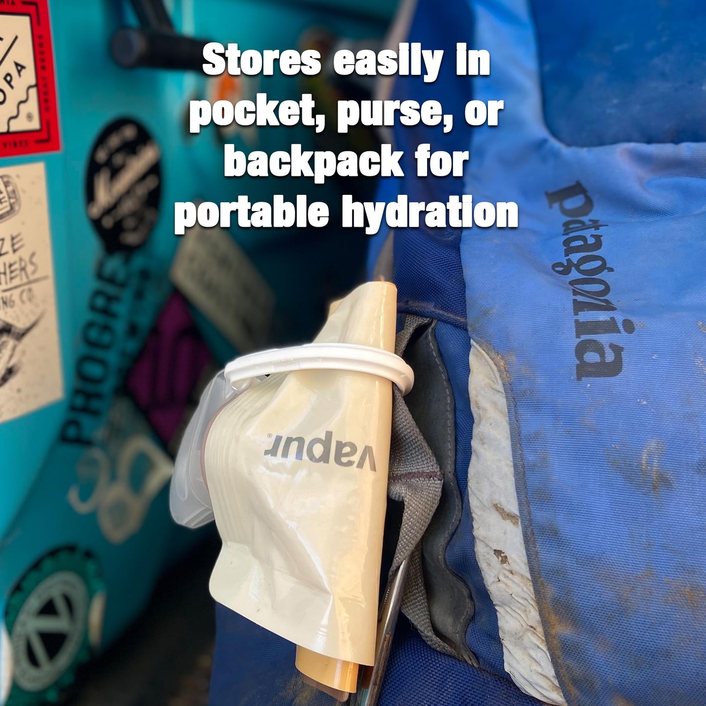 Vapur Flexible, Collapsible Wide Mouth Anti-Bottle with Detachable Carabiner, Plastic, Whiteout