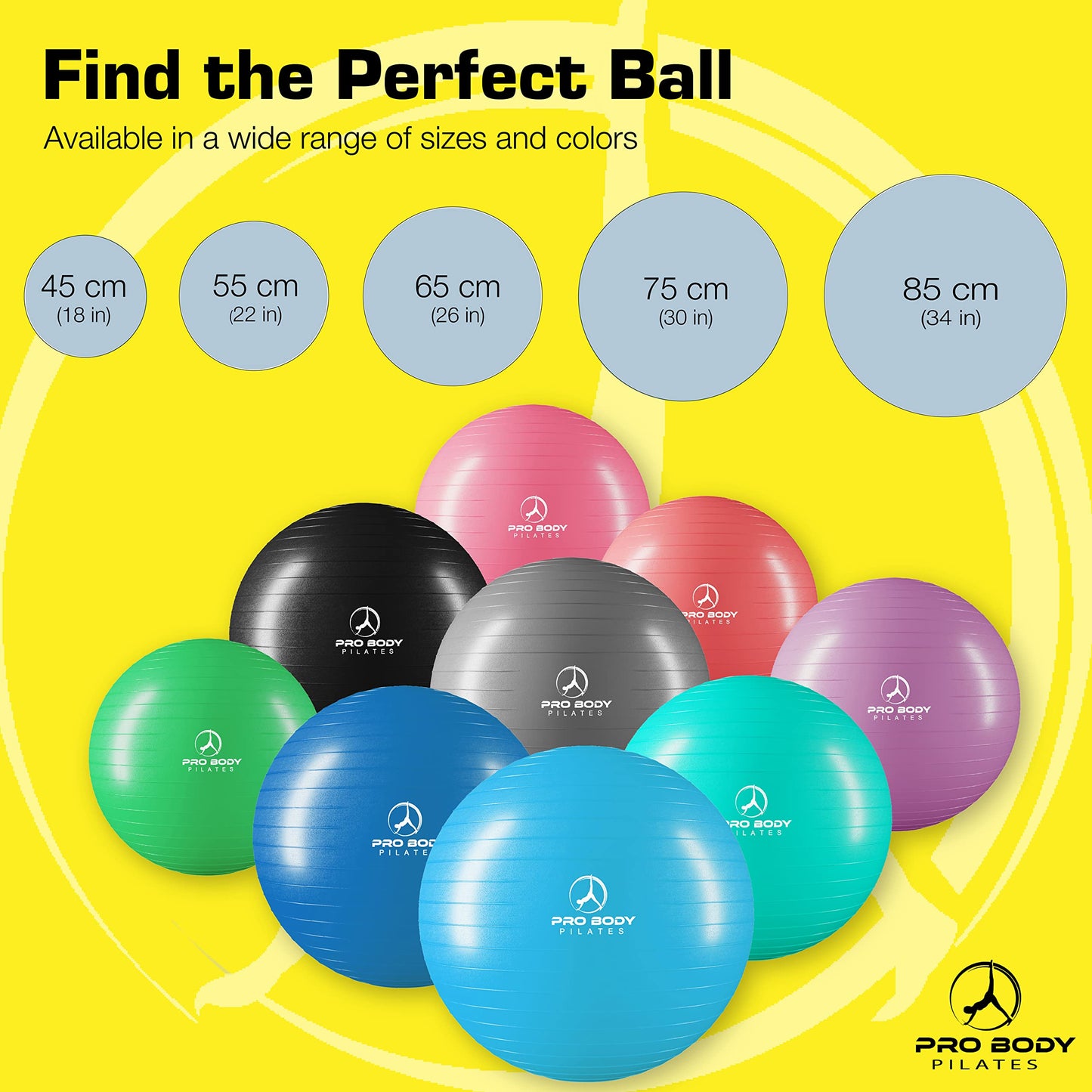 ProBody Pilates Ball Exercise Ball Yoga Ball, Multiple Sizes Stability Ball Chair, Gym Grade Birthing Ball for Pregnancy, Fitness, Balance, Workout at Home, Office and Physical Therapy (Red, 65 cm)