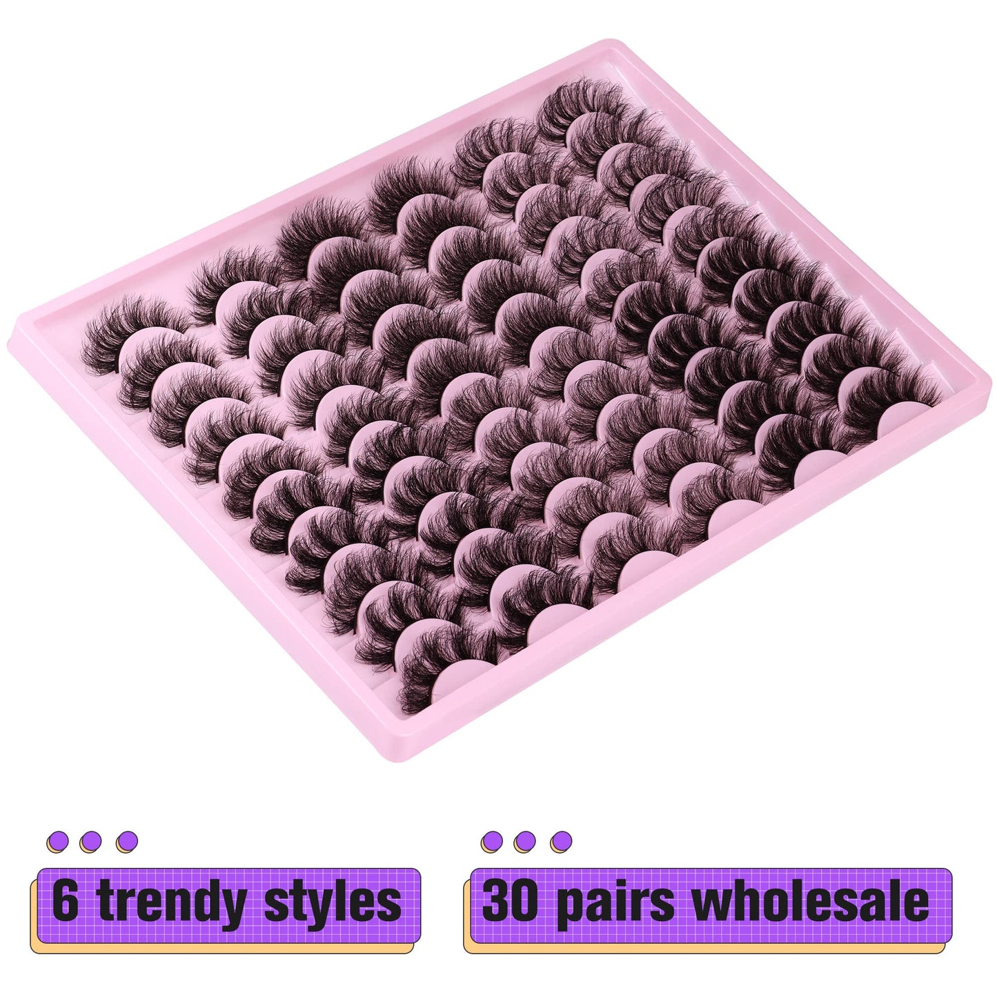 ALPHONSE Mink Lashes Fluffy Wispy 20 MM Eyelashes 8D High Volume Dramatic False Lashes Pack Long Thick Fake Eyelash 30 Pairs Multipack