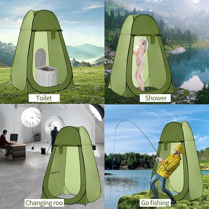 Portable Toilet and Privacy Tent for Adults, Pop Up Potty Tent Outdoor Portable Toilet for Camping with 15 Toilet Bags, Mat, Pop-up Tent for Toilet, Travel, Changing