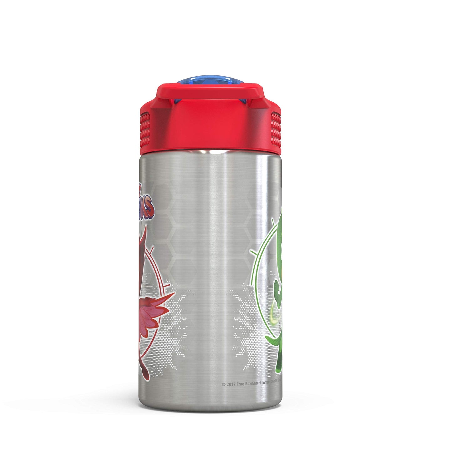 Zak Designs PJ Masks 15.5oz Stainless Steel Kids Water Bottle with Flip-up Straw Spout - BPA Free Durable Design, PJ Masks SS, Catboy, Owlette & Gekko, Single Wall