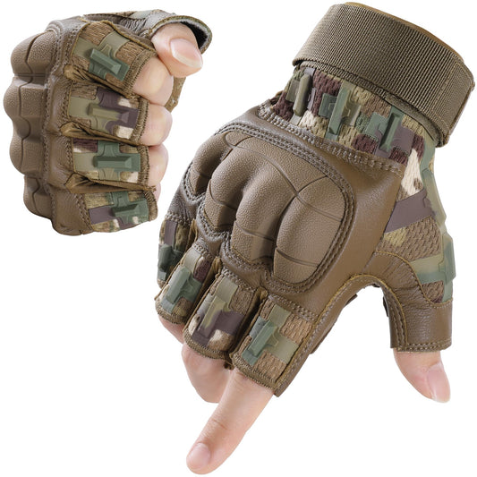 AXBXCX Tactical Fingerless Gloves for Men Women Motorbike Motorcycle Cycling Airsoft Paintball Camouflage Half Finger Gloves CP XL