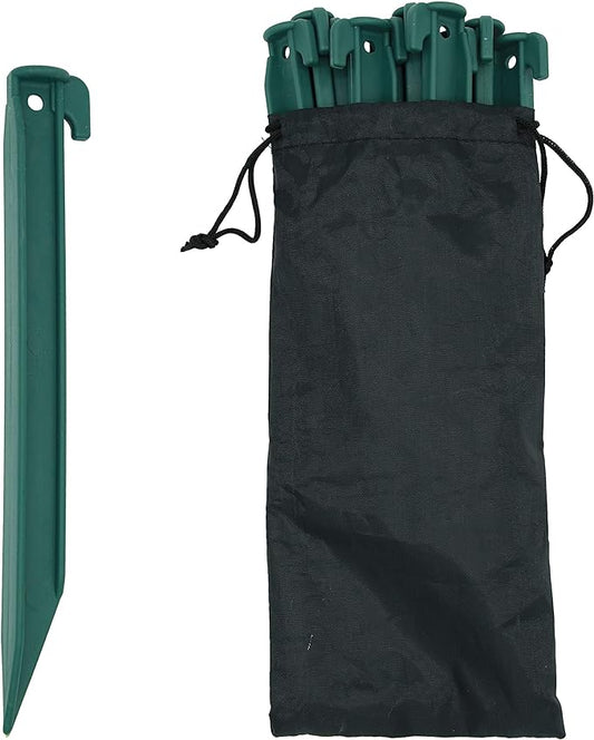 Camping Beach Tent Stake Pegs for Sand,12 Pack Tarp Stakes 9 Inch Canopy Stakes with Pouch, Plastic Light Ground Stakes for Camping, Hiking, Gardening Lawn