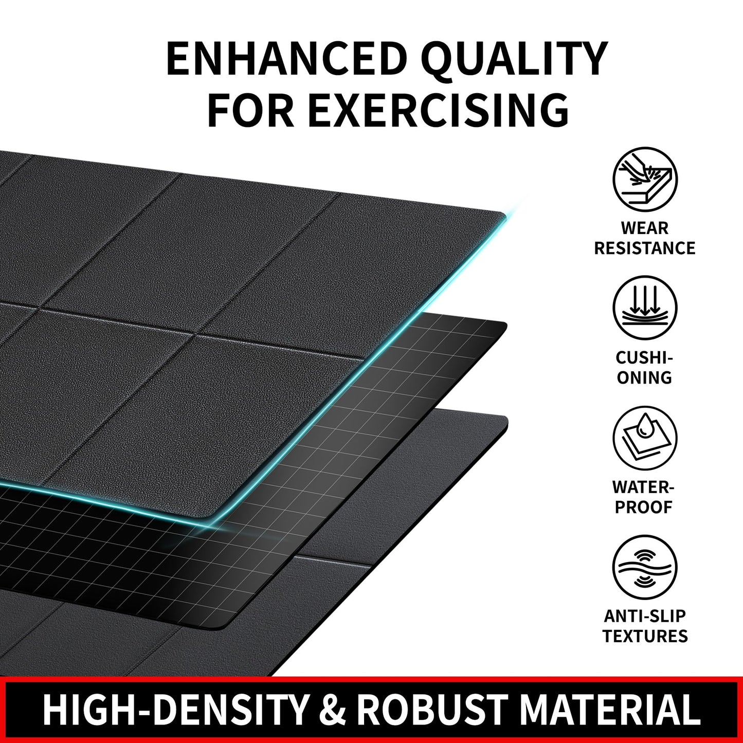 Foldable Treadmill Mat for Peloton Bike, Elliptical, Spin Bike, Walking Pad – 6mm Non-Slip Floor Mat for Under Treadmill, Exercise Equipment, Gym, Carpet & Hardwood Floor