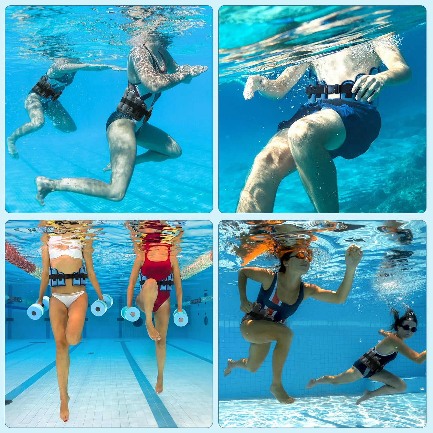 Aqua Belt Water Aerobics Equipment: Sportneer Aqua Float Belts Swimming Pool Exercise Set with Adjustable Buoyancy Blocks Jogger Floatation Belt for Adults Youth Aquatic Fitness Training Equipments L