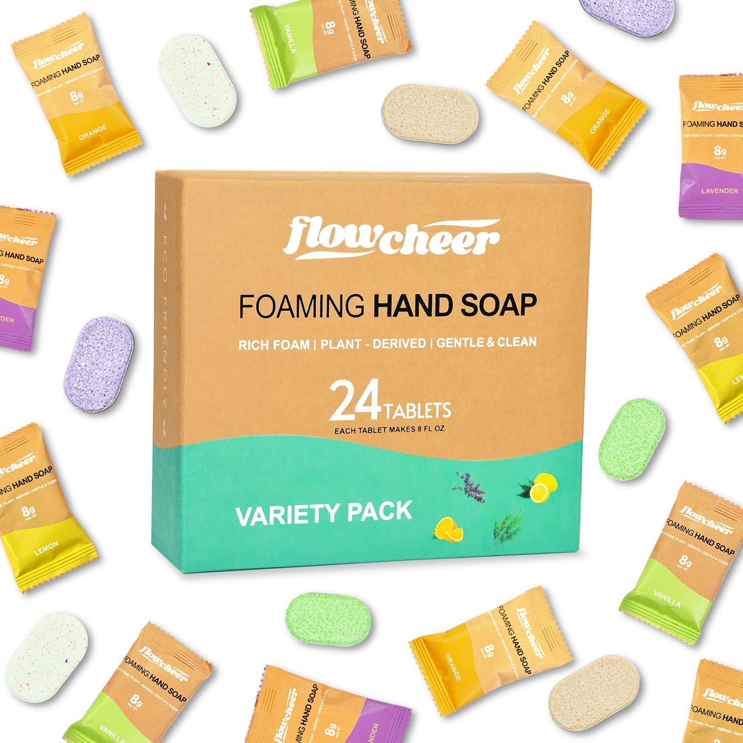 Foaming Hand Soap Tablet Refills-12 pack Makes 96 fl oz (12 x 8 fl oz Bottles)-Variety Fragrance Refills Tablets for Using With Foaming Hand Soap Dispenser(Not Included) Only