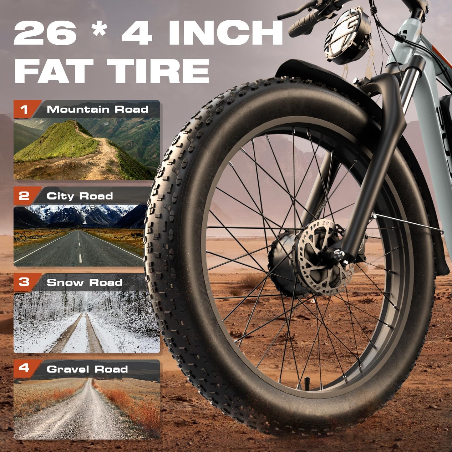 PUJH 3000W Dual Motors Electric Bike for Adults, 52V 25Ah 26" Fat Tire Fast 36 mph up to 100 Miles Full Suspension Hydraulic Brake Class 3 AWD Off Road Mountain Hunting Ebike
