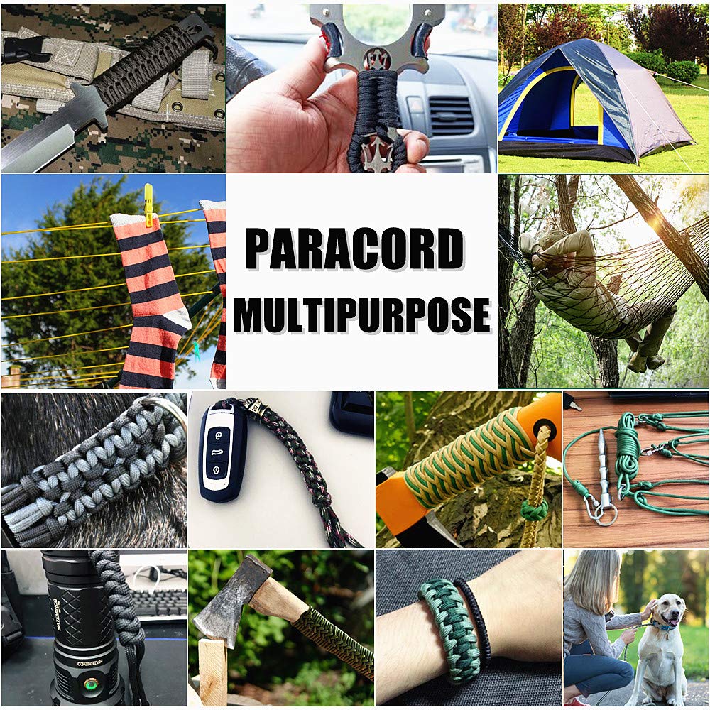 WEREWOLVES 650lb Paracord/Parachute Cord - 9 Strand Paracord Rope - 100', 200' Spools of Parachute Cord, Type III Paracord for Camping, Hiking and Survival (Candy, 100 Feet)