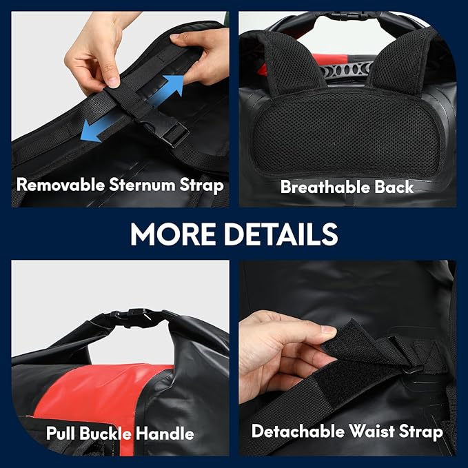 Haimont 100% Waterproof Roll-Top Backpack Heavy Duty Large Capacity IPX7 Dry Bag for Kayaking Rafting SUP Camping, 60/100L