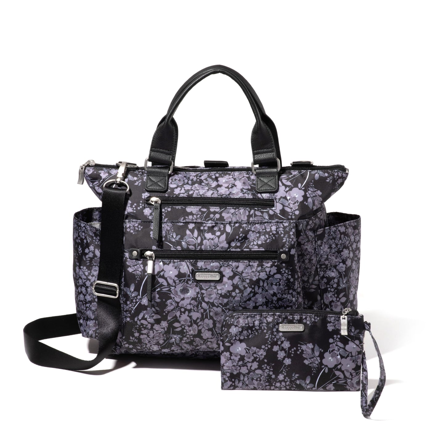 Baggallini Womens 3-in-1 Convertible Backpack, Black Hydrangea, One Size US