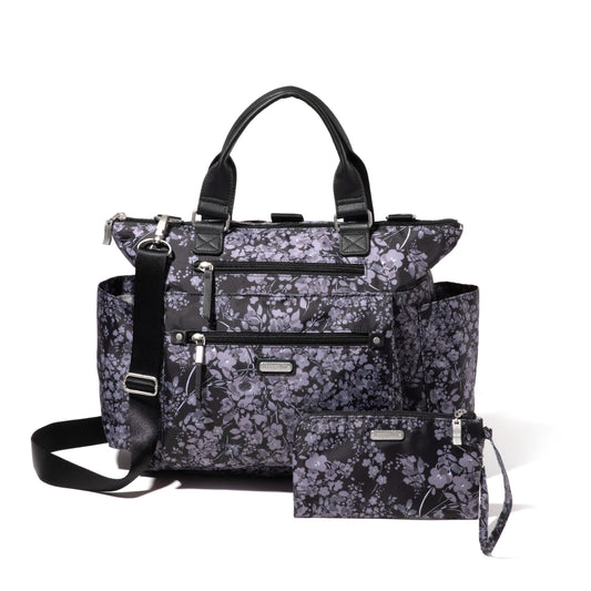 Baggallini Womens 3-in-1 Convertible Backpack, Black Hydrangea, One Size US