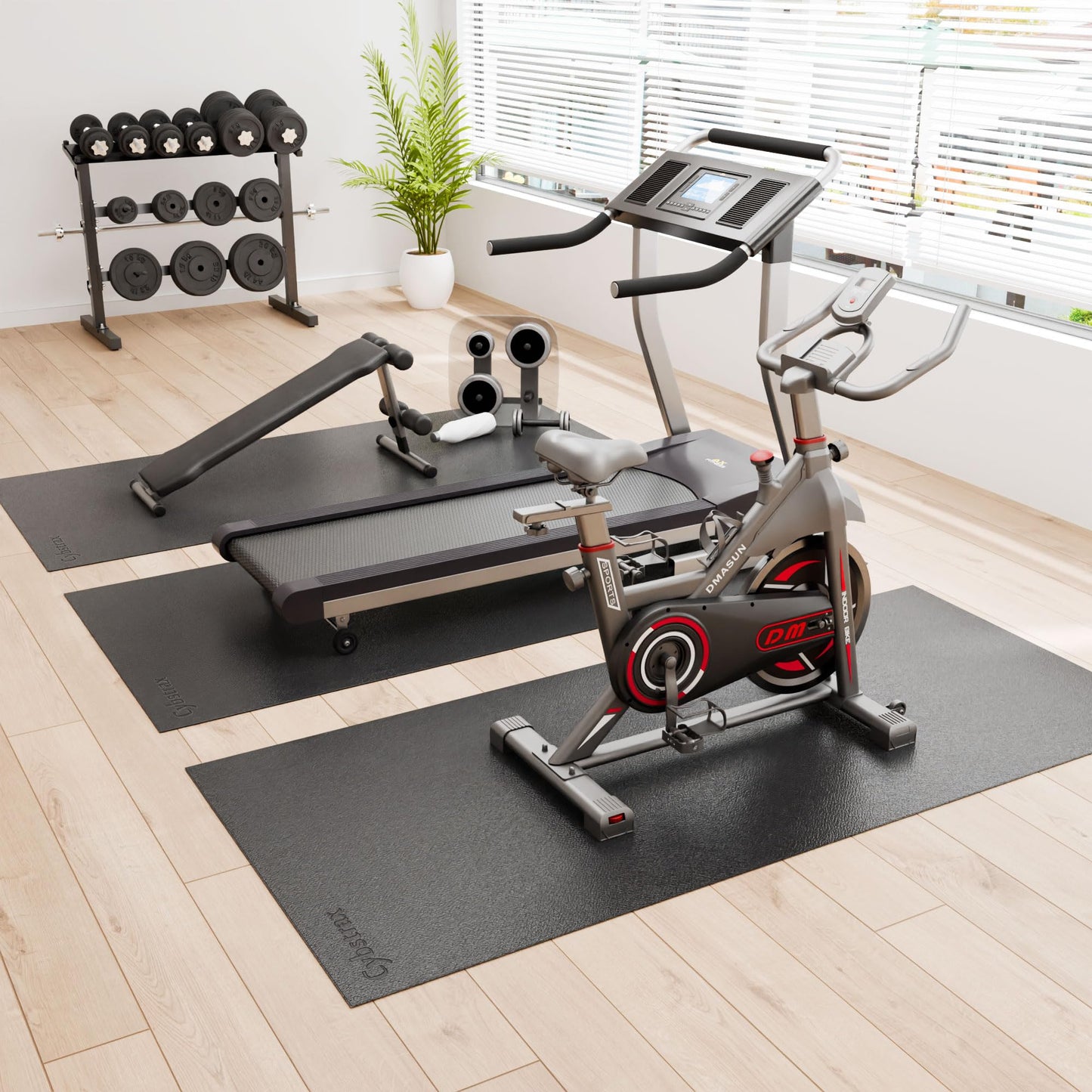 Cybstrax Treadmill Mat, Bike Trainer Mat for Stationary Spin Bike, 72" x 36" Non Slip Exercise Equipment Mat for Bike, Treadmill, Elliptical, Yoga - Workout Floor Protector for Carpet Or Hardwood