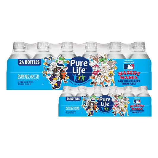 Pure Life Purified Water Bottles, 24 Pack - Still Bottled Water with Added Minerals for a Crisp Taste, Plastic Bottles - 8 Fl Oz