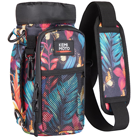 KEMIMOTO Water Bottle Holder Bag, Water Bottle Carrier with Adjustable Shoulder Strap, Water Bottle Pouch Holder for Hiking, Camping, Fishing, Compatible with YETI Stanley SLM 32 oz, 40 oz, 64 oz