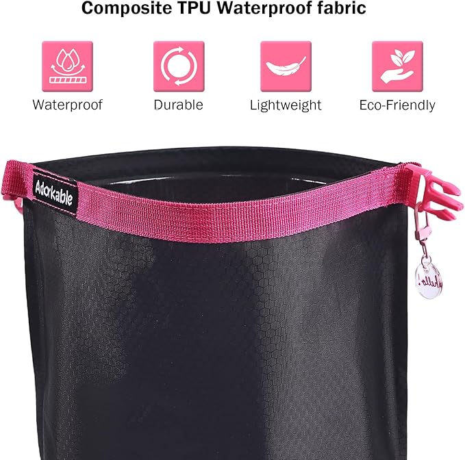 Waterproof Swim Bag for Wet Clothes, Paintable Wet Bag for Beach Swimsuit & Towels Bathing Suit Bag Dry Bag for Kayaking, Soap Travel Case, Fuchsia Band