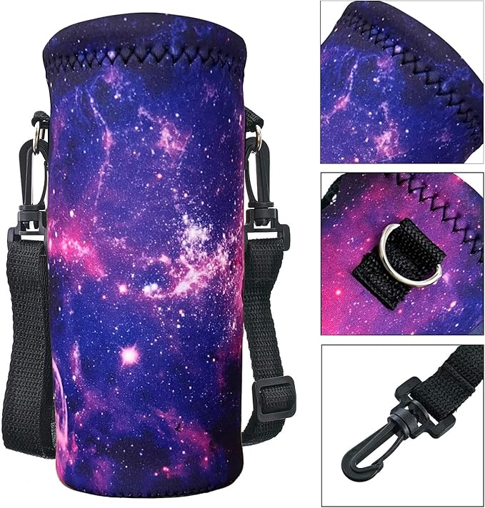 Water Bottle Sling Case Bag Carrier Holder - 500ML 750ML 1000ML Neoprene Water Bottle Sleeve Cooler Cover Pouch with Adjustable Shoulder Strap for Men Women Travel Camping Walking Hiking Running