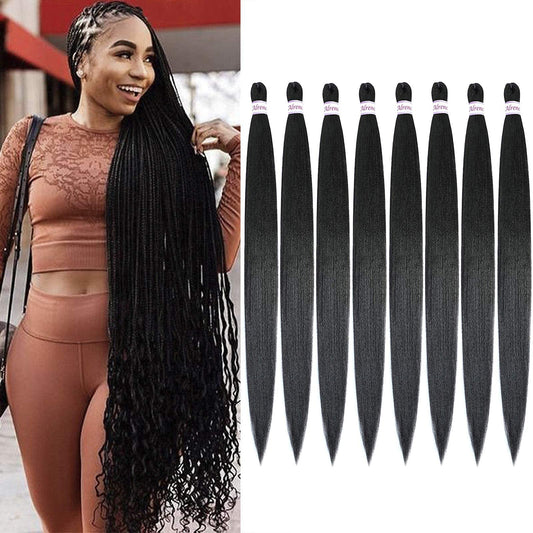 Alrence Pre Stretched Braiding Hair Long Braid 38 Inch 8 Packs Professional Braiding Hair Extensions Synthetic Crochet Twist Braids (38 Inch, 1B#)