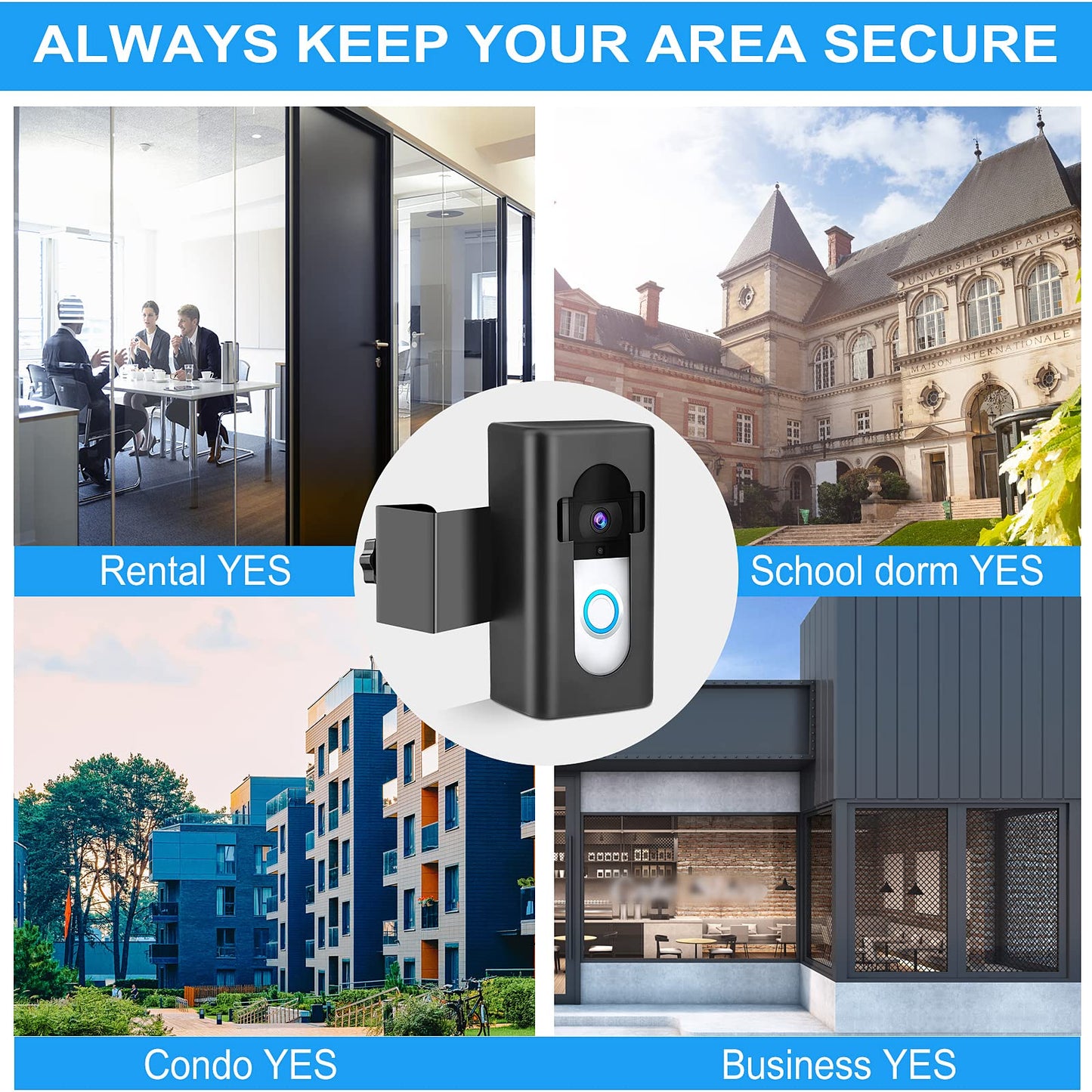 Anti-Theft Video Doorbell Mount Compatible with Video Doorbell 1/2/3/3 Plus/4/(2020 Release), Adjustable Mounting Bracket Accessories for houses, apartments, businesses, No Need to Drill