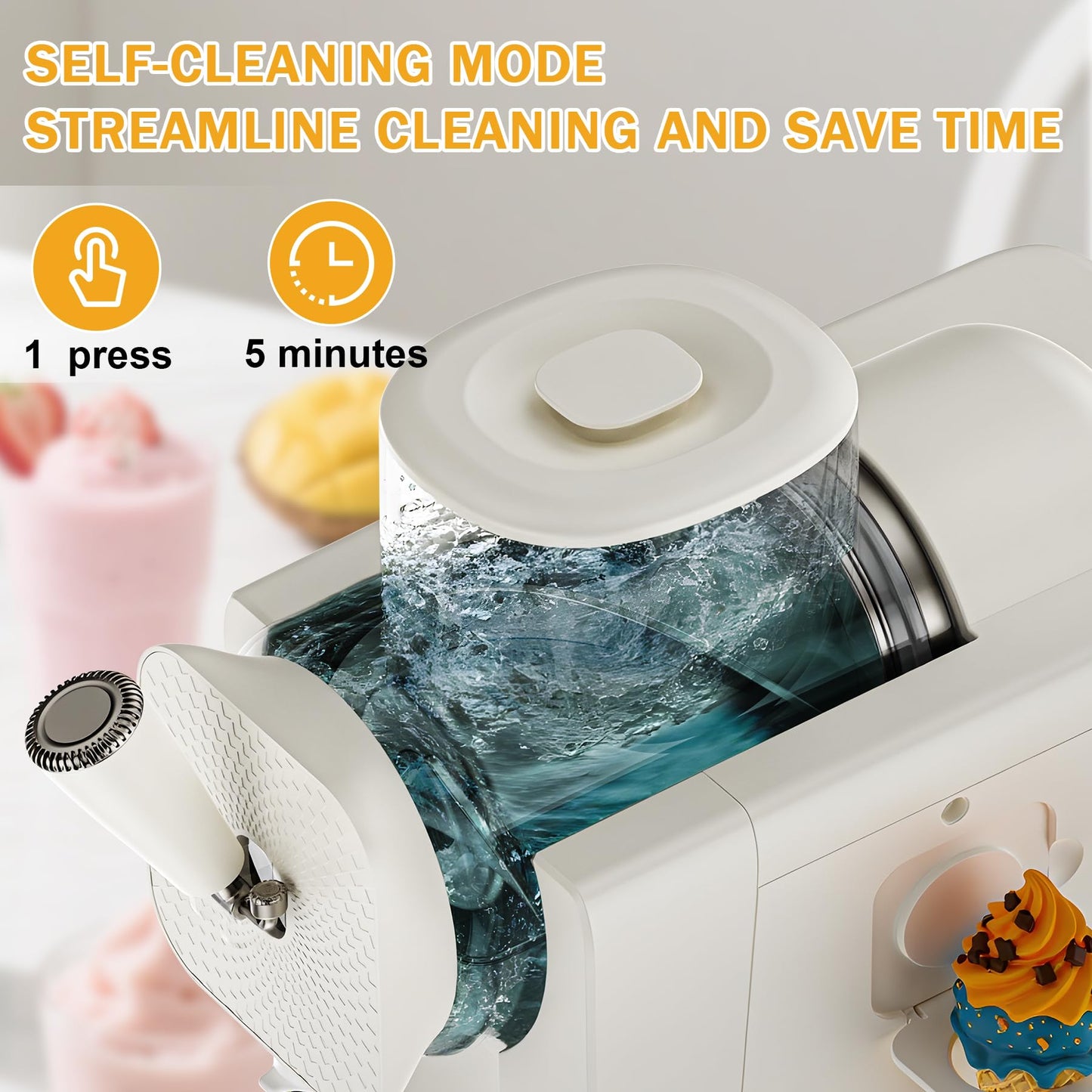 5-IN-1 Ice Cream & Slushie Maker Machine with LCD Display - 2L Large Capacity, Self-Cleaning, 12 Texture Levels for Soft Serve, Cocktails, Milkshakes, Home Party Bar (65dB Quiet)