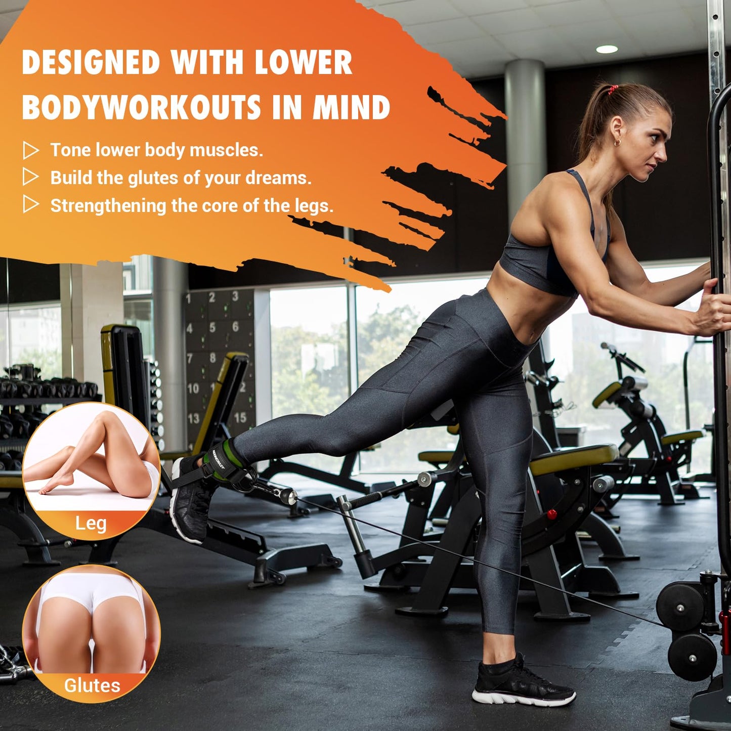 Ankle Strap for Cable Machine Women, Adjustable Gym Cable Ankle Straps for Kickbacks, Glute Workouts, Leg Extensions, Curls, Booty Hip Abductors, Ankle Cuff for Cable Machine Accessories(S-Army green)