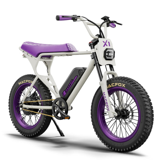MACFOX X1S 2025 Ebikes for Adults, 750W Electric Bike Wheelie 25 MPH Max Speed, 38 Miles Range(PAS1), 20"x4" Fat Tires, City/School Commuting Electric Bike (UL2849, Class-3) (White- Standard)