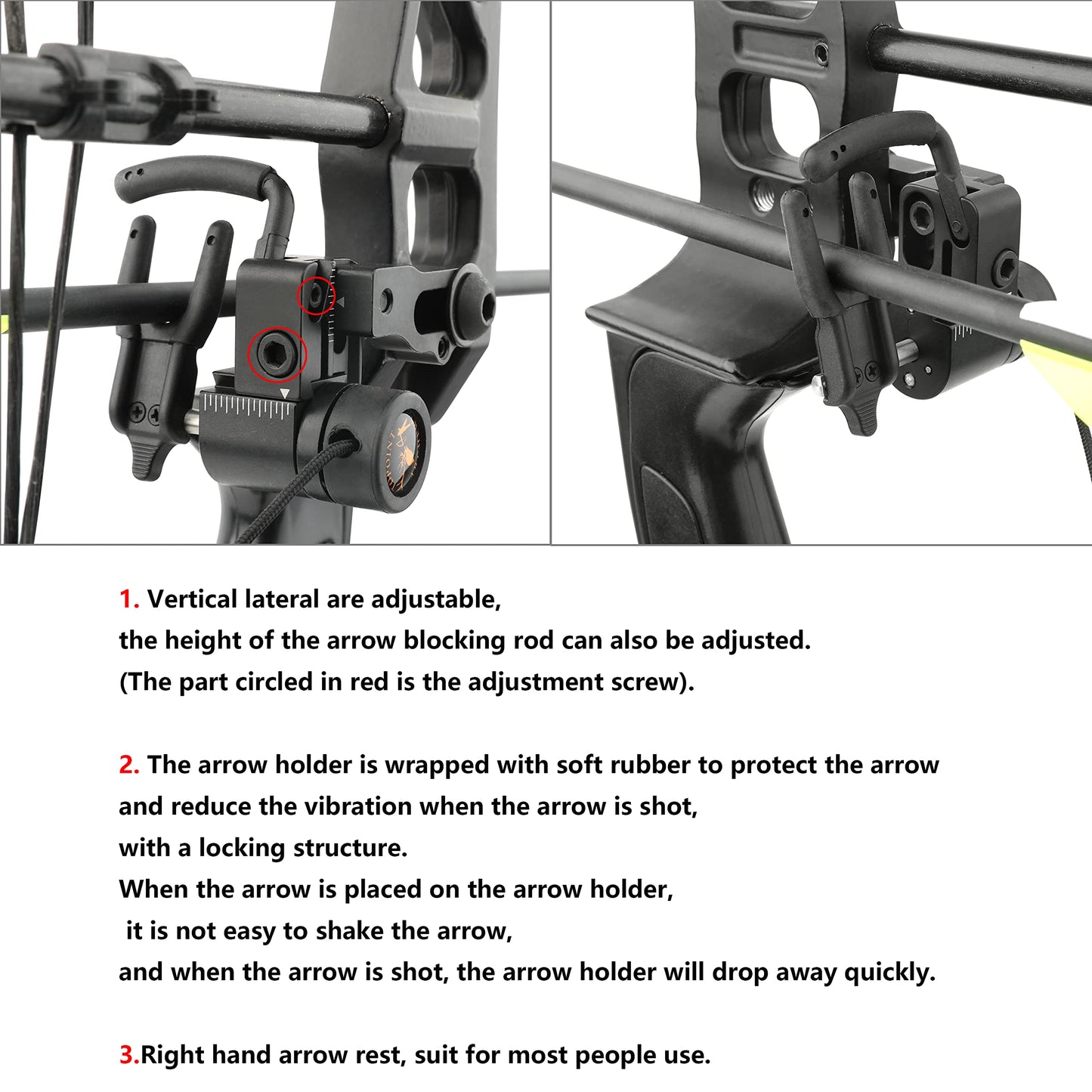 AMEYXGS Drop Away Arrow Rest for Compound Bow Right/Left Hand Compound Bow Arrow Rest with Locking Structure (Left Hand, Carbon CAMO)
