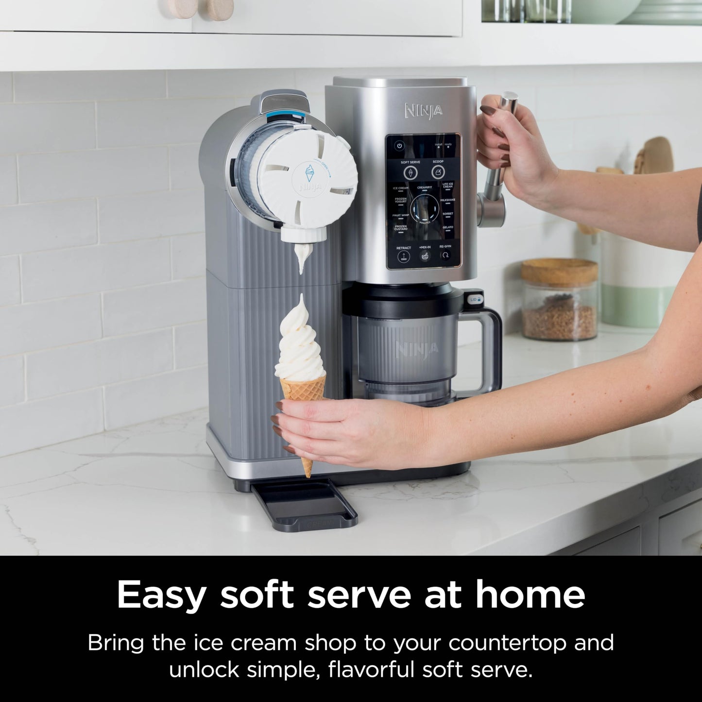 Ninja Swirl by CREAMi Ice Cream and Soft Serve Maker, Sorbet, Milkshake, Frozen Yogurt, Low Calories Program 13-in-1, Soft Serve Handle, (2) CREAMi Swirl 16oz Pints, For Kids & ALL NC701 (Renewed)