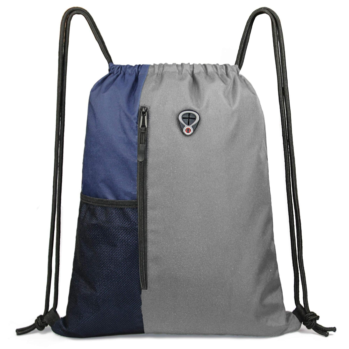 BeeGreen Grey Drawstring Backpack Sports Gym Bag For Women Men Large Draw String Bags Pack With Zipper and Water Bottle Mesh Pockets Workout Bag