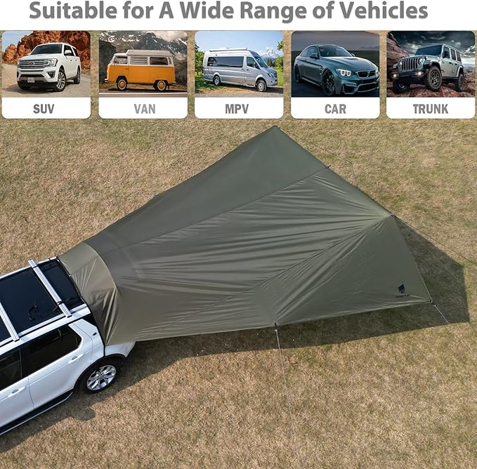 GEERTOP Large Car Awning Camping Tarp SUV Tailgate Truck Canopy Sun Shade Waterproof Outdoor Rear Vehicle Awning Shelter for Van, MPV, Campers