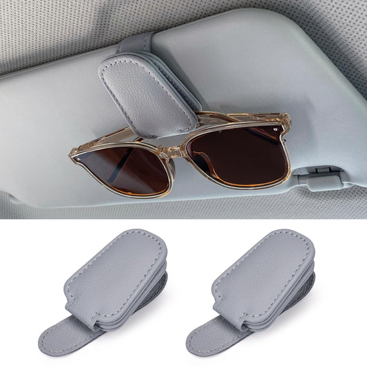 Shering Sunglasses Holders for Car Sun Visor, 2pack Magnetic Leather Glasses Eyeglass Hanger Clip for Car, Visor Sunglasses Holder Clip Car Accessories for Truck