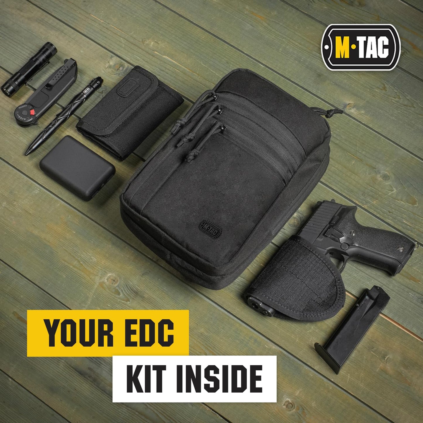 M-Tac Tactical Sling Bag for Men - Crossbody Concealed Carry Bag - Black Gen2 Mens Crossbody Holster Bag